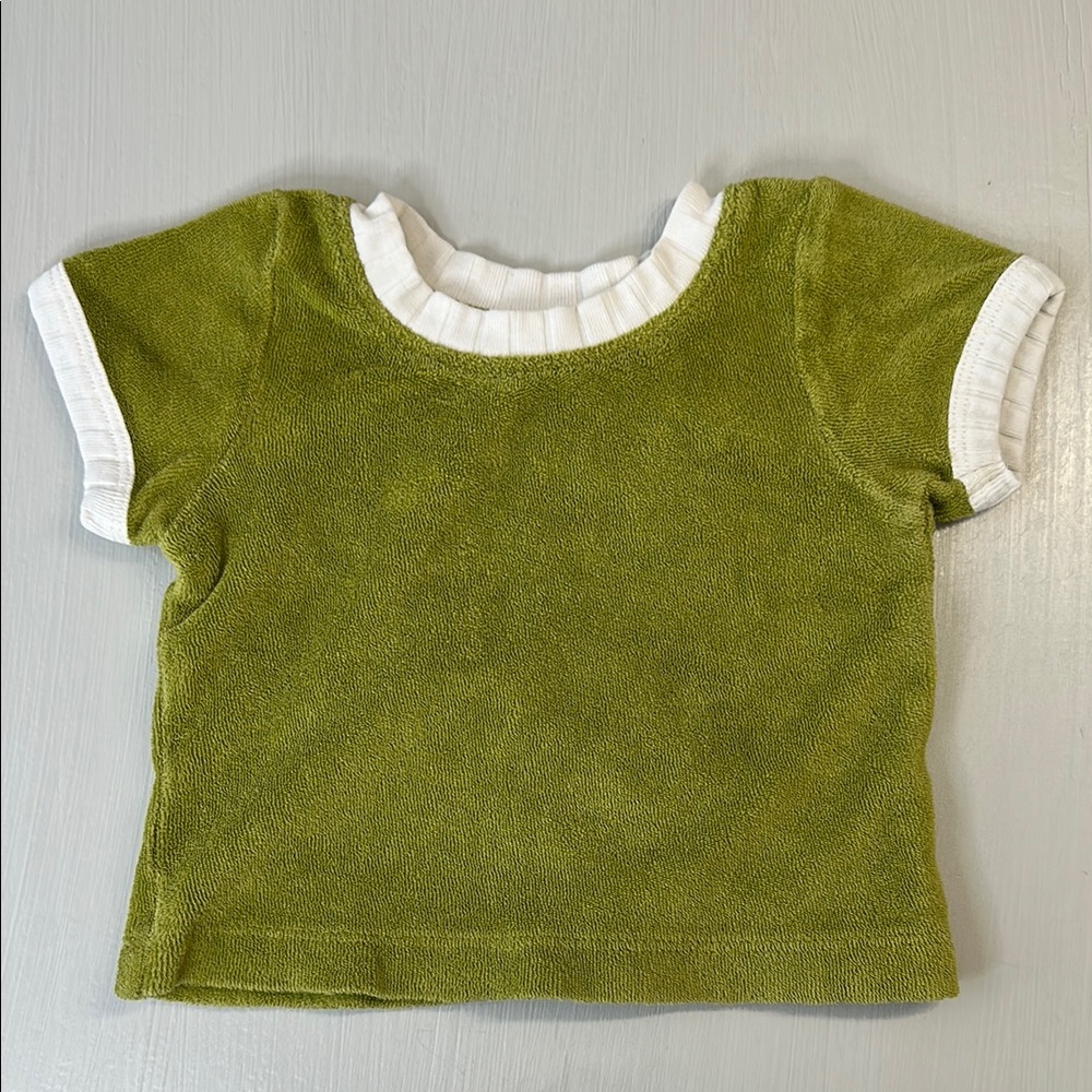 Kate Quinn Organic Cotton Green Ringer Tee